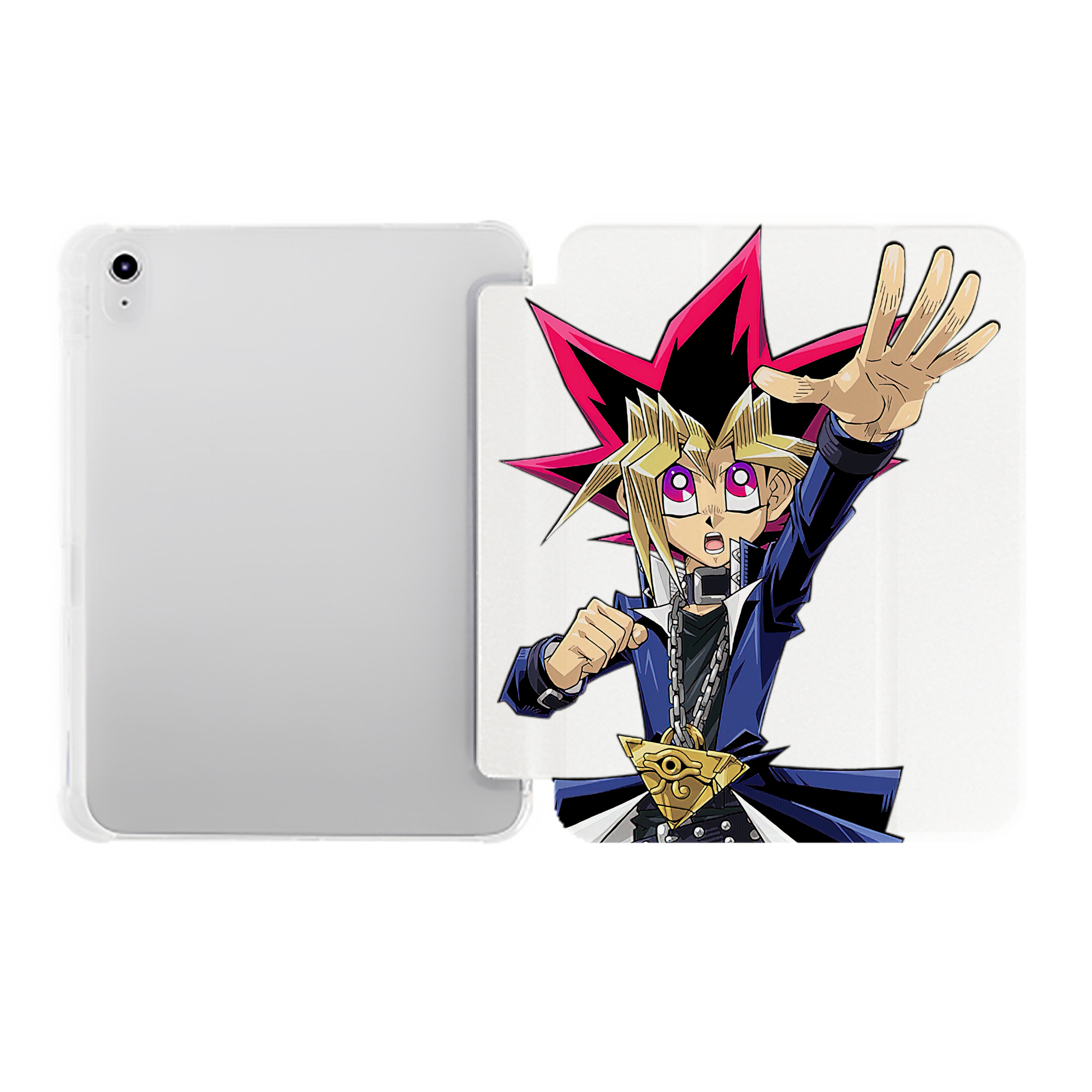（画像用） 遊☆戯☆王 Yu-Gi-Oh! IPad ケース ペン収納付き 三つ折りスタンド PUレザー×シリコン 対応機種9.5/10.5/10.9インチ